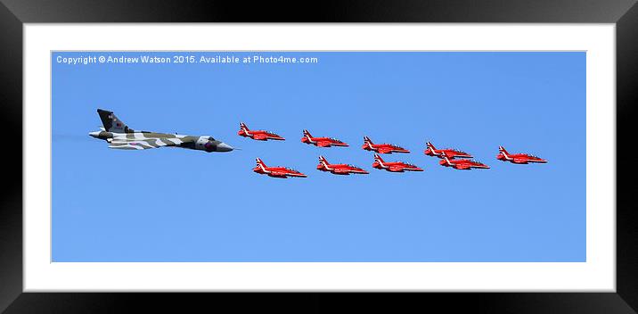   Vulcan XH558 Red Arrows flyby RIAT 2015 Framed Mounted Print by Andrew Watson
