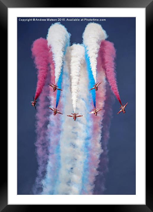  RAF Red Arrows Champagne Split - RIAT 2014 Framed Mounted Print by Andrew Watson