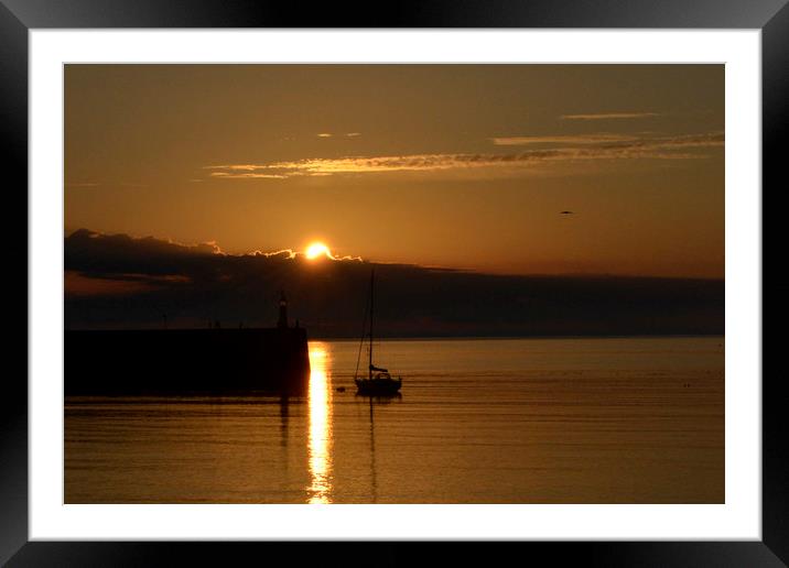 Peel Breakwater Isle Of Man Framed Mounted Print by Julie  Chambers