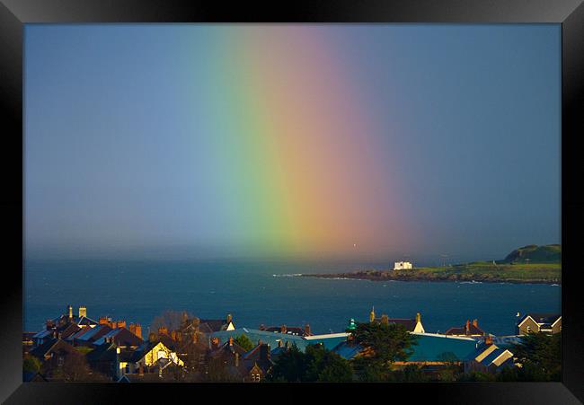 Rainbow at Sea, Larne, Co Antrim Framed Print by Paul Evans