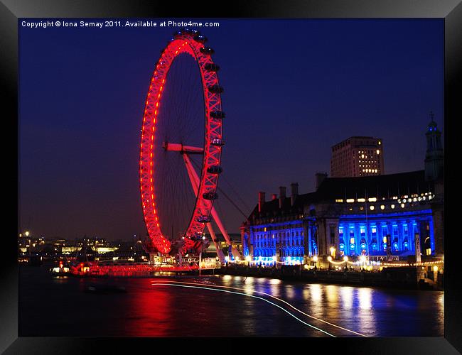 The London Eye at Night Framed Print by Iona Semay