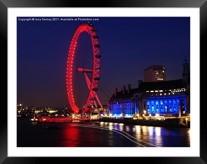The London Eye at Night Framed Mounted Print by Iona Semay