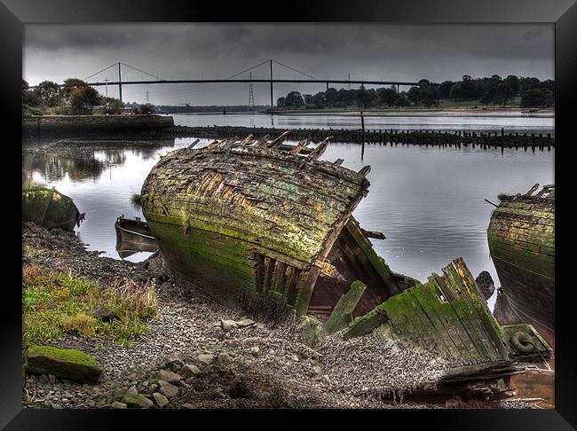 Boat Graveyard, Bowling, Scotland Framed Print by Donald Parsons