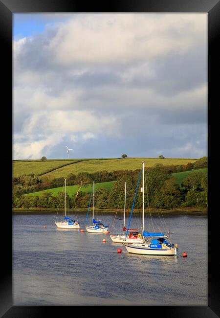 Moorings on the Teifi No2 Framed Print by David Tinsley