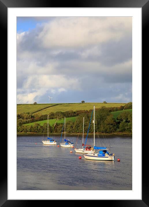 Moorings on the Teifi No2 Framed Mounted Print by David Tinsley