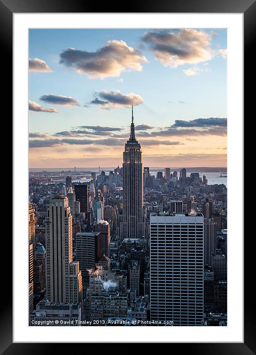 Empire State Sunset - I Framed Mounted Print by David Tinsley