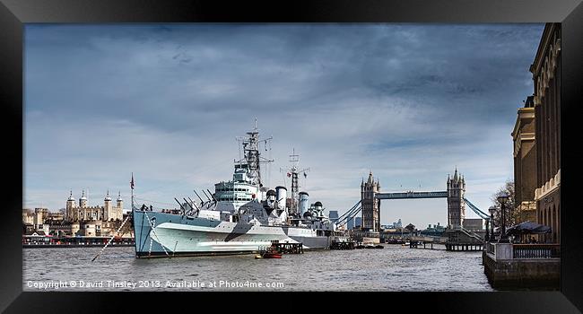 The Boat, Bridge & Tower Framed Print by David Tinsley