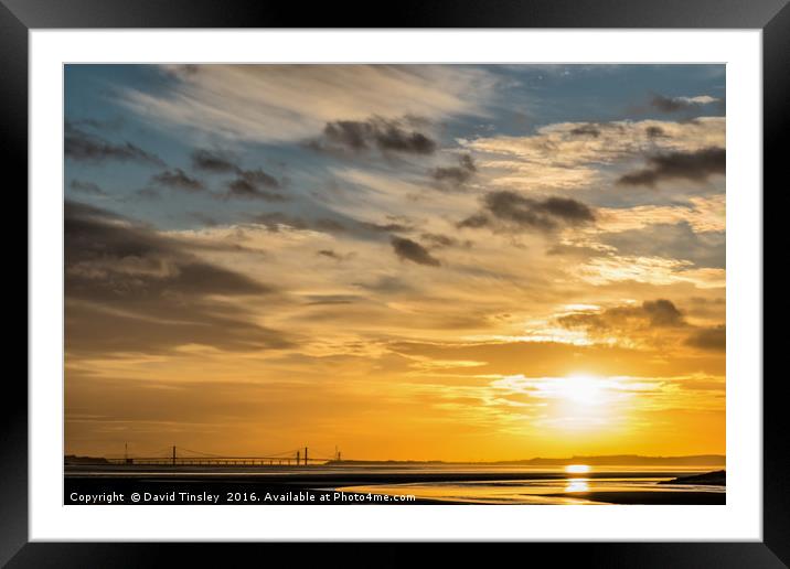 Severn Bridge Sunset Framed Mounted Print by David Tinsley
