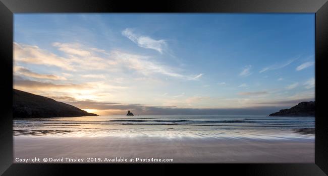 Broadhaven Sunrise Panorama Framed Print by David Tinsley