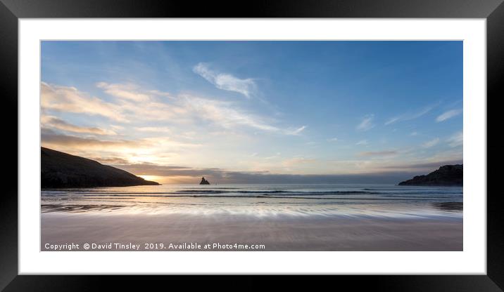Broadhaven Sunrise Panorama Framed Mounted Print by David Tinsley