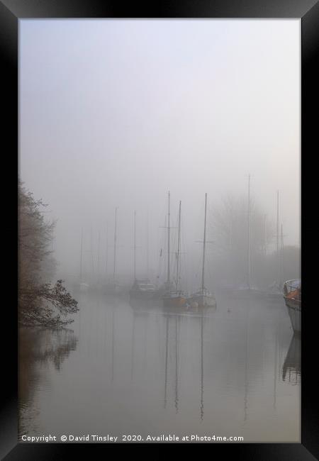 Misty Harbour Reflections Framed Print by David Tinsley