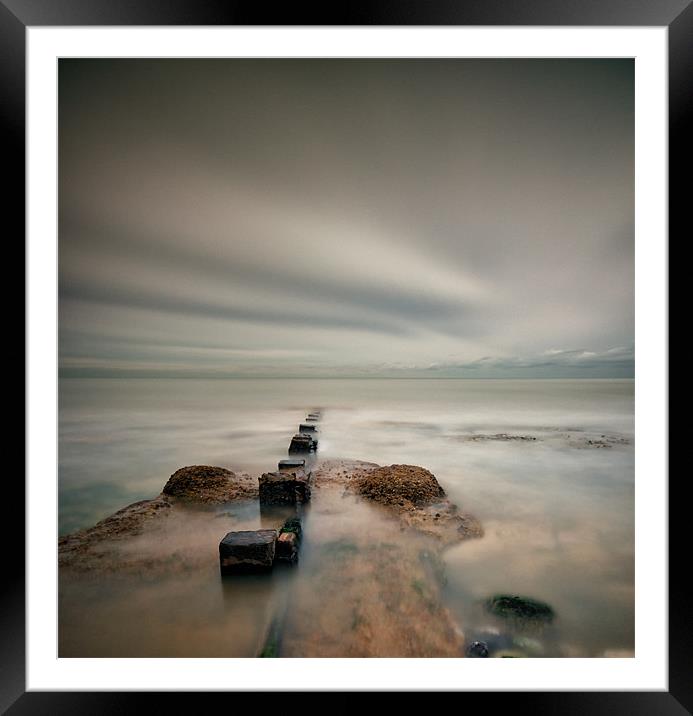 Posts into the Sea Framed Mounted Print by mark Worsfold