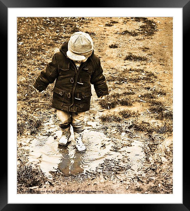 Puddle of Fun Framed Mounted Print by Wayne Baillie