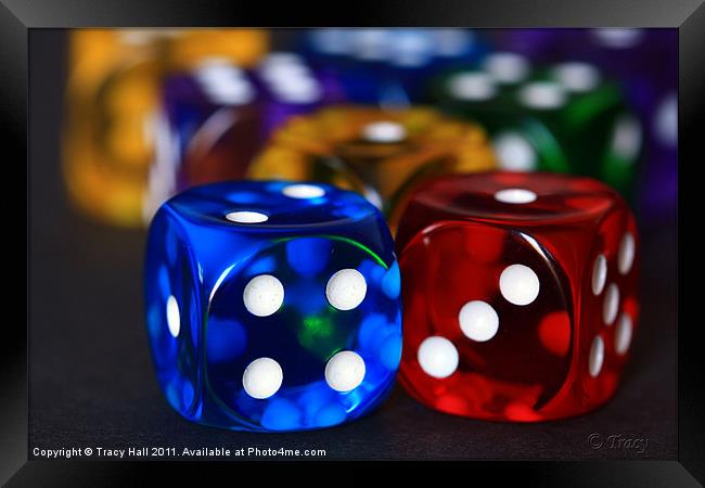 NEON DICE Framed Print by Tracy Hall