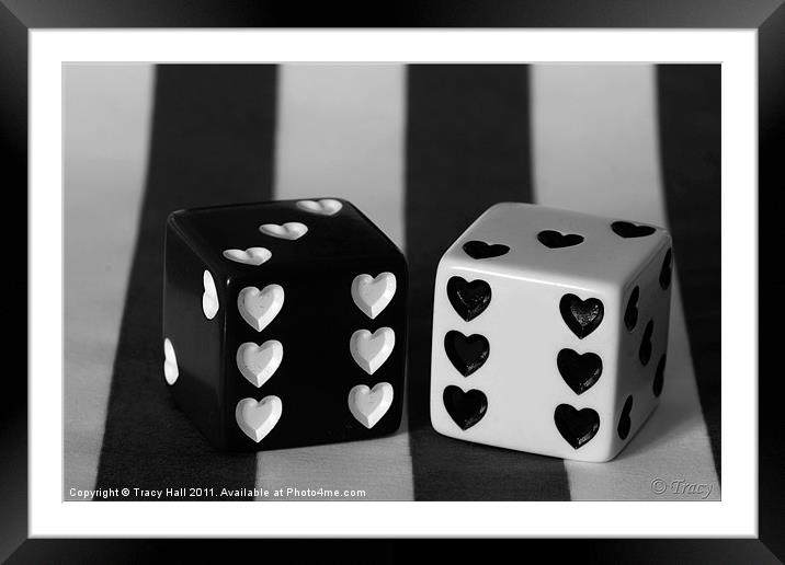 Black & White Dice Framed Mounted Print by Tracy Hall