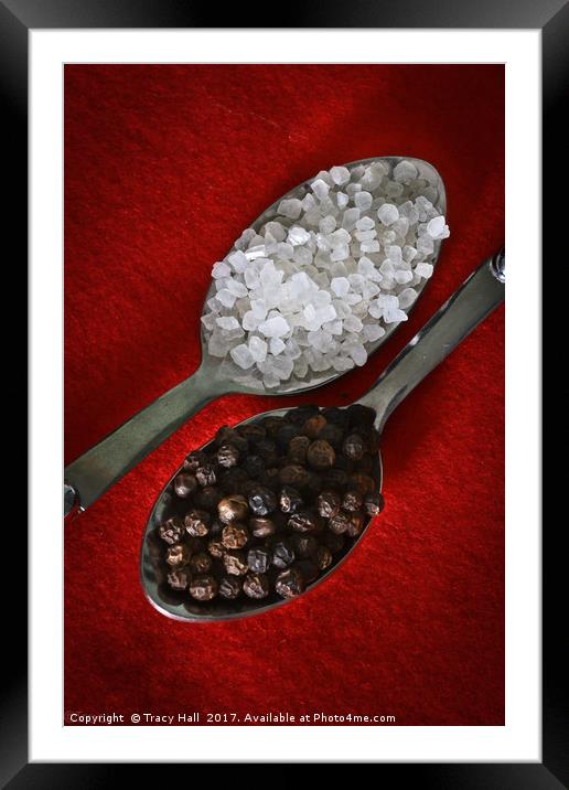 Peppercorns and Rocksalt Framed Mounted Print by Tracy Hall