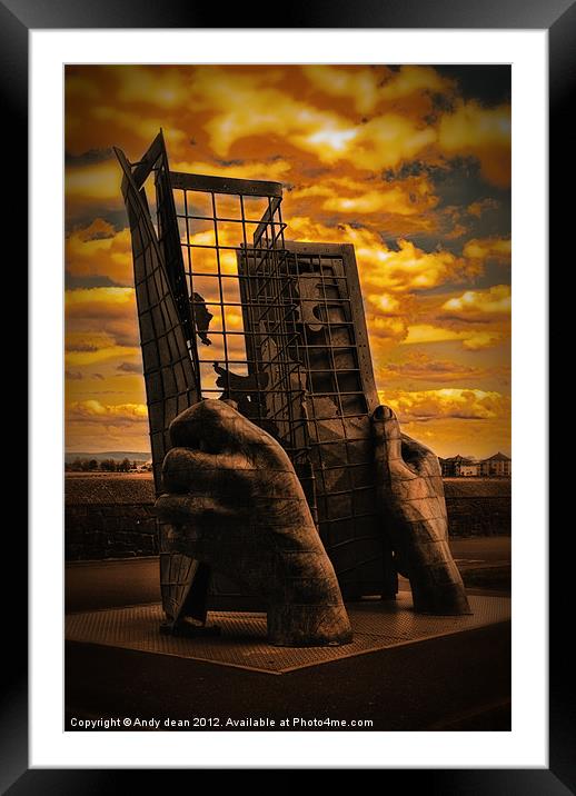Hand Sculpture at Minehead Framed Mounted Print by Andy dean