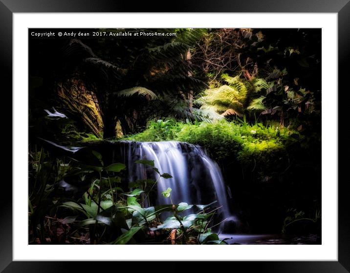 Sunlit waterfall Framed Mounted Print by Andy dean