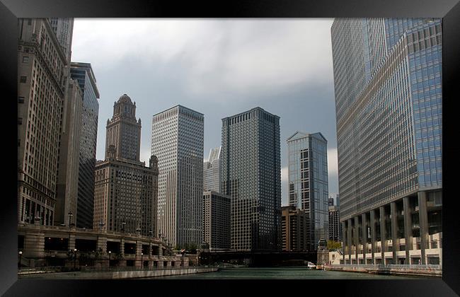 Urban Canyon - Chicago River Framed Print by peter thomas