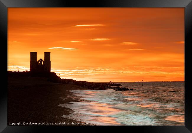 Reculver At Sunset Framed Print by Malcolm Wood