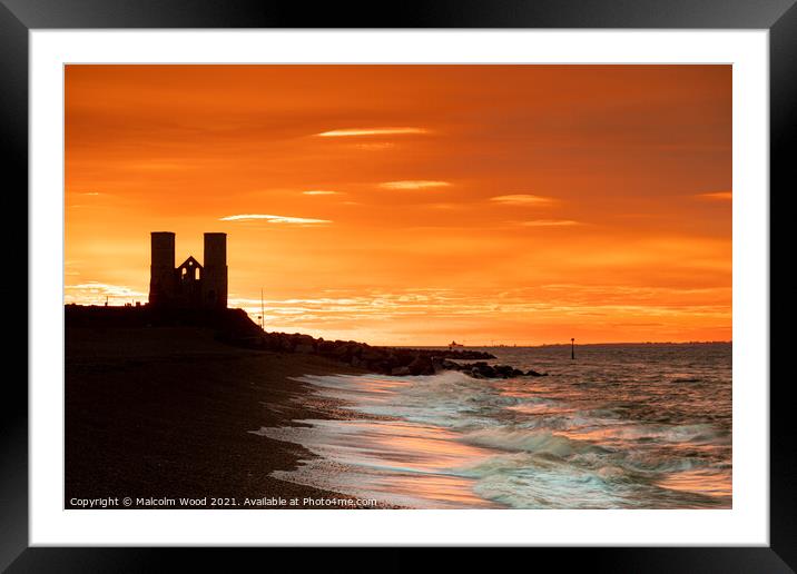 Reculver At Sunset Framed Mounted Print by Malcolm Wood