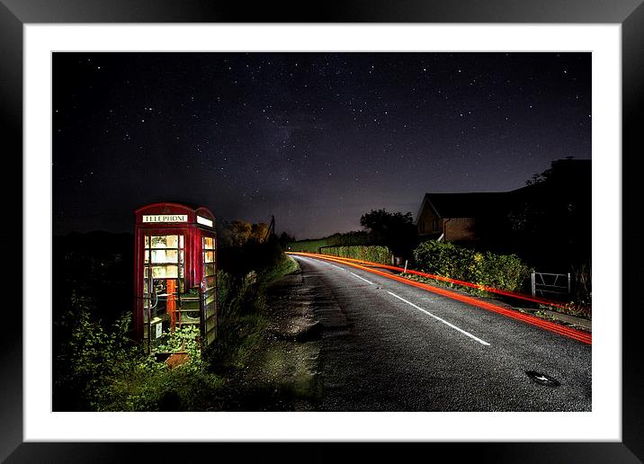 Rundown Phonebox By Night Framed Mounted Print by Malcolm Wood