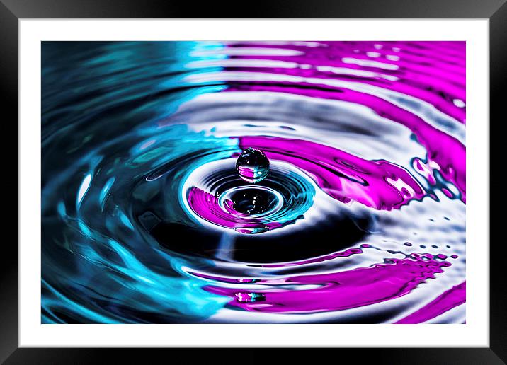 Water Drop Two Colours Splash Framed Mounted Print by Malcolm Wood