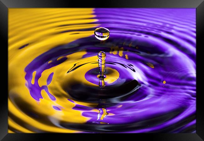 Water Droplet Two Colours Splash Framed Print by Malcolm Wood