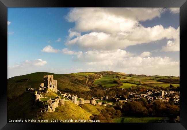 Corfe Castle Framed Print by Malcolm Wood