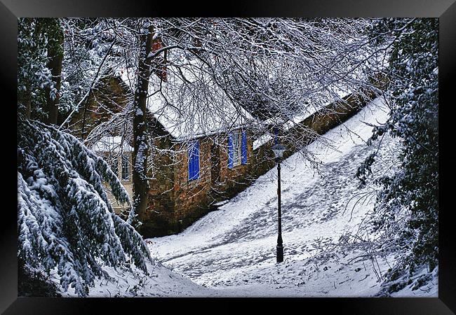 Snowy Lane Framed Print by kevin wise