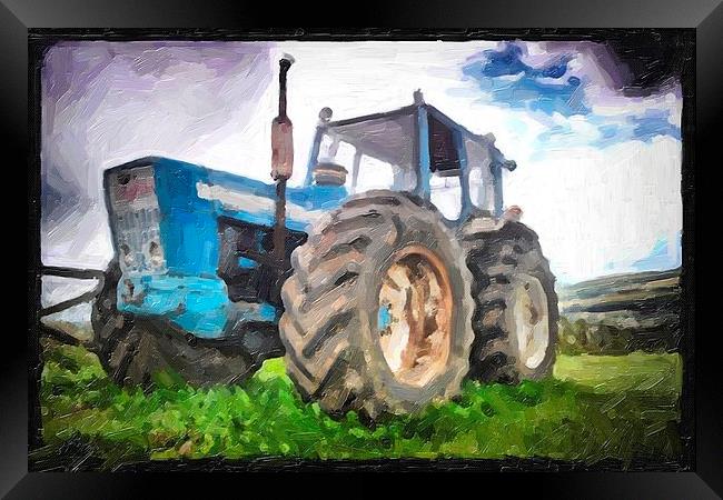 tractor in oil Framed Print by kevin wise