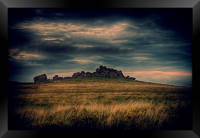 Hound Tor Framed Print by kevin wise