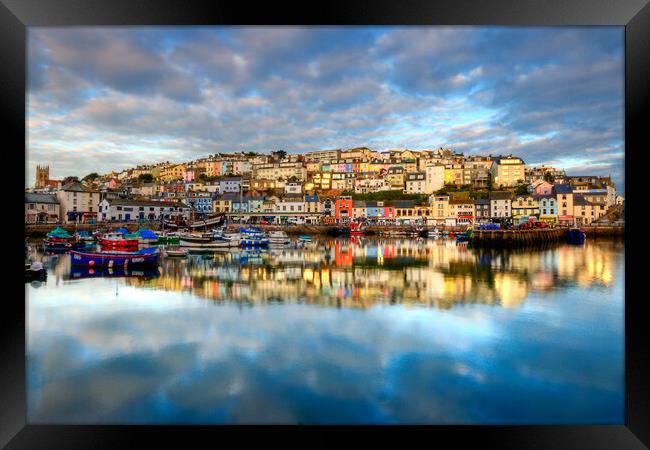 Brixham reflection Framed Print by kevin wise