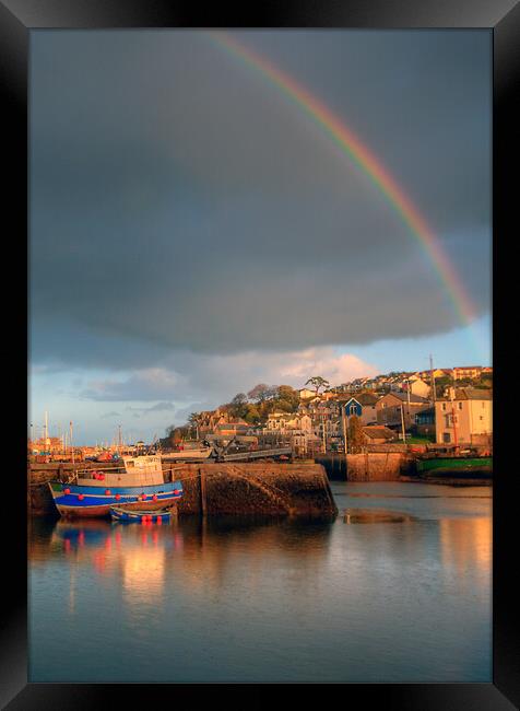 Brixham Rainbow Framed Print by kevin wise