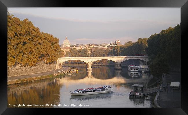 Rome riverbank bridge Framed Print by Luke Newman