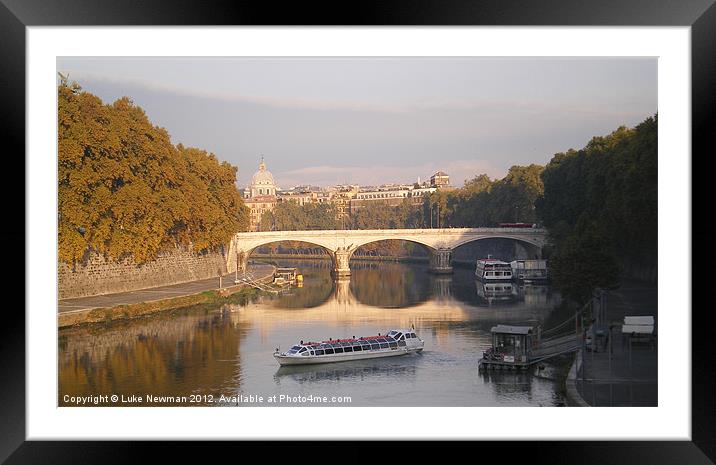 Rome riverbank bridge Framed Mounted Print by Luke Newman