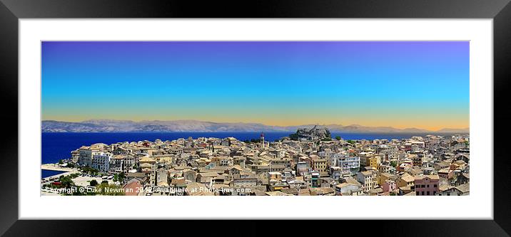 Corfu Town Rooftops panorama Framed Mounted Print by Luke Newman