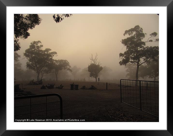 Australian Farm Morning Mist Framed Mounted Print by Luke Newman