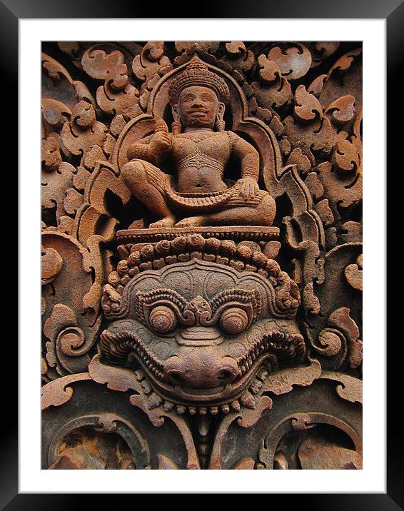 Banteay Srei Carving Framed Mounted Print by Luke Newman