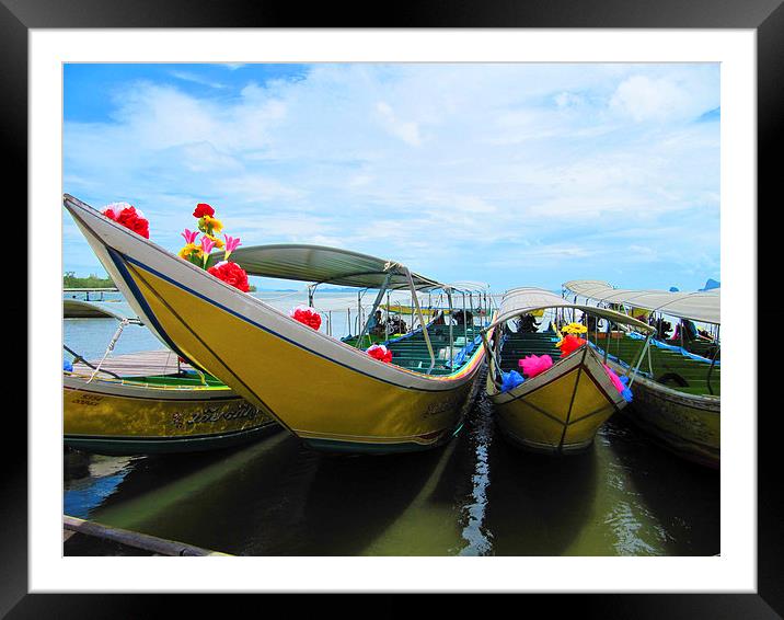 Thai Long Tail Boats Framed Mounted Print by Luke Newman