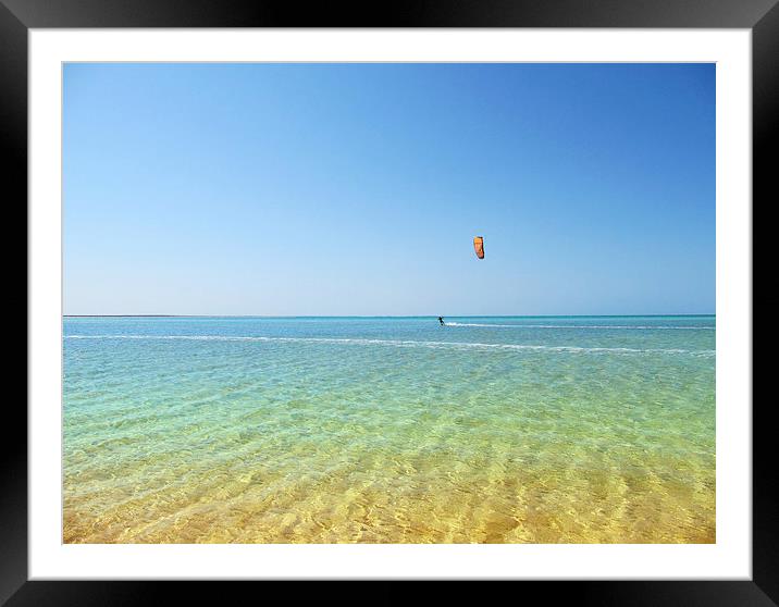 Windsurfer in the Shallows Framed Mounted Print by Luke Newman