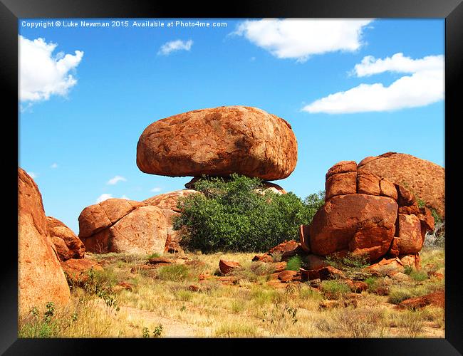  Balancing Boulder Framed Print by Luke Newman