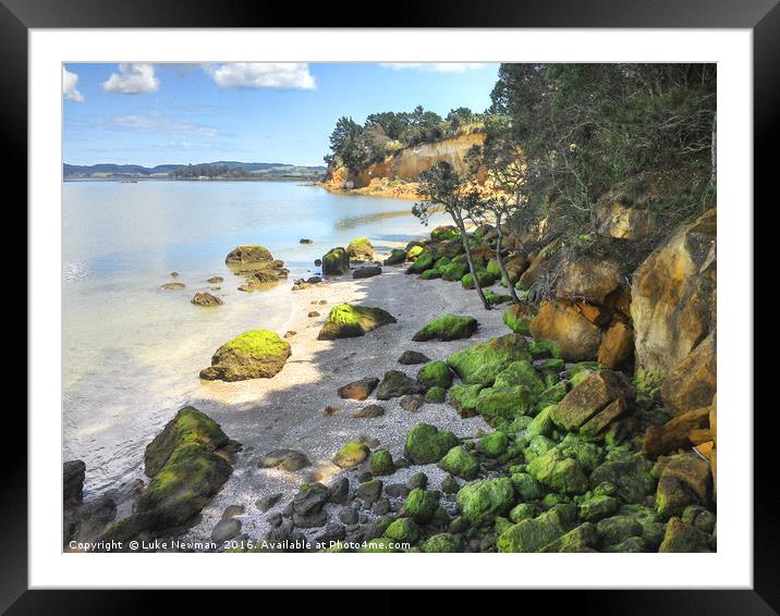 Shelly Beach, Auckland Framed Mounted Print by Luke Newman