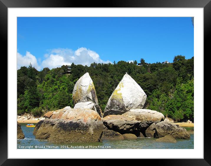 Split Apple Rock, Abel Tasman Framed Mounted Print by Luke Newman