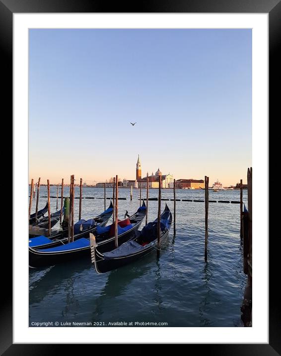 Venice Lagoon Gondolas Framed Mounted Print by Luke Newman