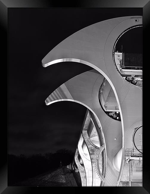 Black & White Falkirk Wheel. Framed Print by Jamie Moffat