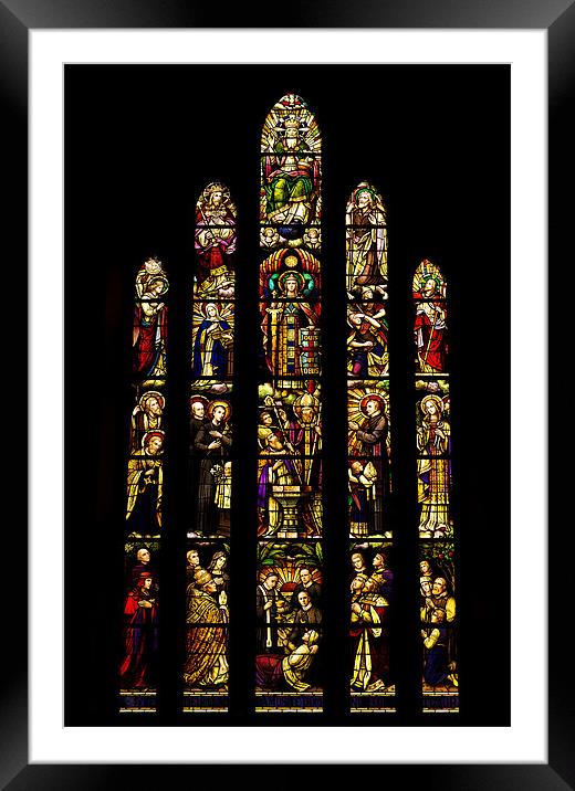 St Marys Monastery Stain Glass Window Framed Mounted Print by Jamie Moffat