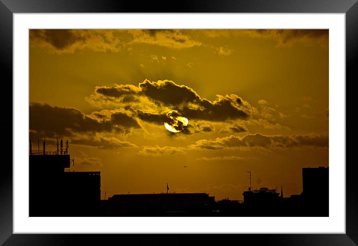 Skyline sunset Framed Mounted Print by Kevin White