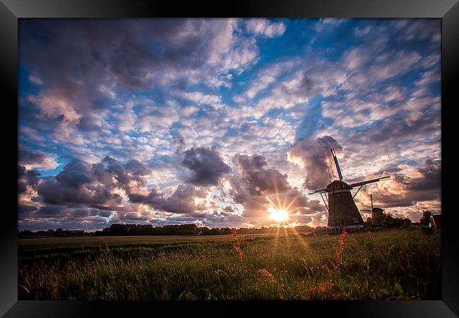   Sunset over the windmill Framed Print by Ankor Light