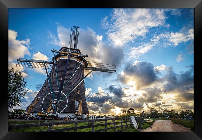 Sunset over the windmill Framed Print by Ankor Light